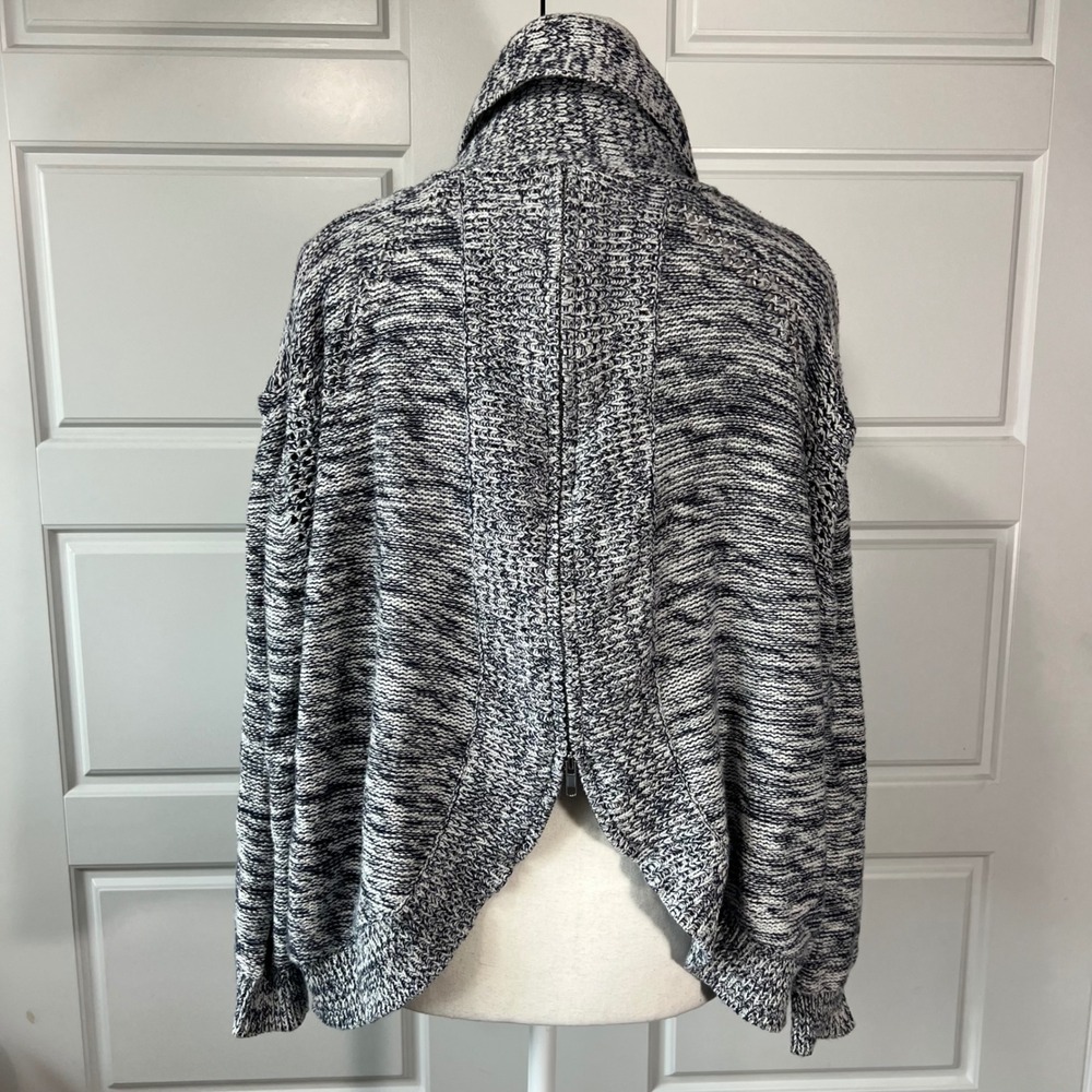 Wendy Bellissimo Knit Cardigan Sweater Shawl Collar Draped Open Back L Gray - Picture 2 of 11